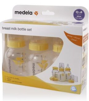 Medela 3 Pack Breast Milk Bottle Set Wide Base Slow Flow 150ml
