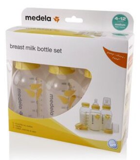 Medela 3 Pack Breast Milk Bottle Set Wide Base Medium Flow 250ml