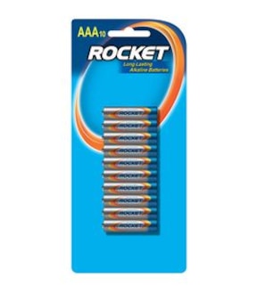 10 Pack Rocket AAA Alkaline Batteries