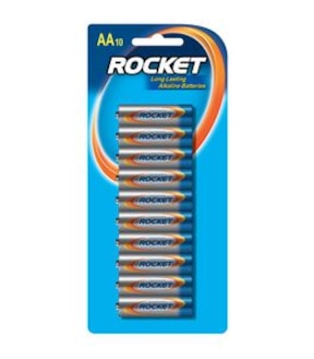 10 Pack Rocket AA Alkaline Batteries