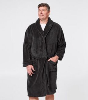 Mr Big Fleece Dressing Gown - Charcoal