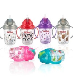 Nûby Tritan 360ﾟ Flip n' Sip Twin Handle Cup With Weighted Straw -Assorted