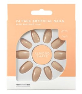 24 Pack Almond Shaped Artificial Nails - Beige Gloss