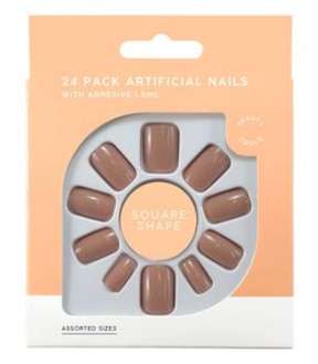 24 Pack Square/Oval Shaped Artificial Nails - Mauve Gloss