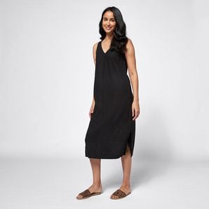 Linen Blend Sleeveless V-Neck Shift Dress | Target Australia