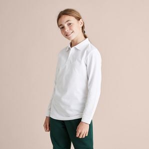 Long Sleeve Polo Top - White | Target 