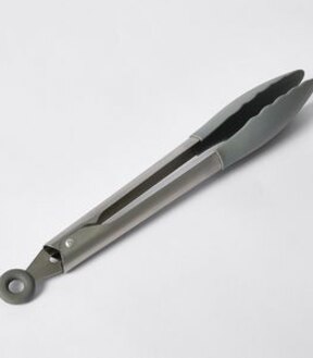 9" Stainless Steel & Silicone Tongs
