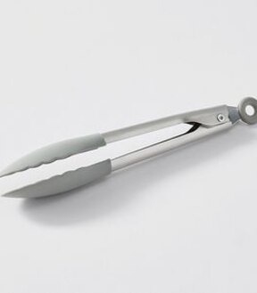 7" Stainless Steel & Silicone Tongs