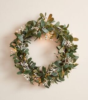 Faux White Berry LED Christmas Wreath