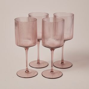 4 Pack Airley Ribbed Wine Glasses