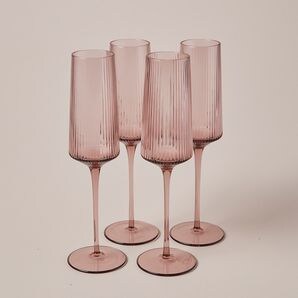 4 Pack Airley Ribbed Flute Glasses