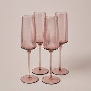 4 Pack Airley Ribbed Flute Glasses