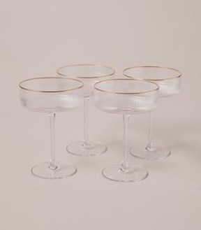 4 Pack Airley Ribbed Coupe Glasses