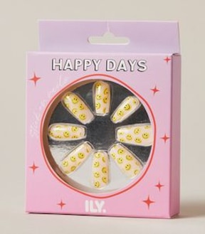 ILY 24 Pack Happy Days Stick on Nails