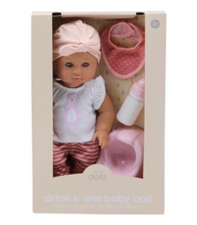 Nurture Me Drink & Wet Baby Doll Playset - Zara Pink