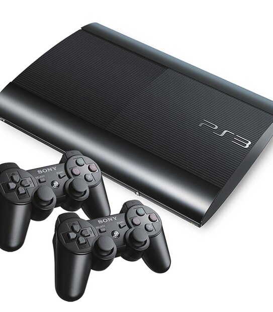 The New Look PS3 500GB Bundle With Modnation Racers + 2 Dual Shock PS3 Controllers.