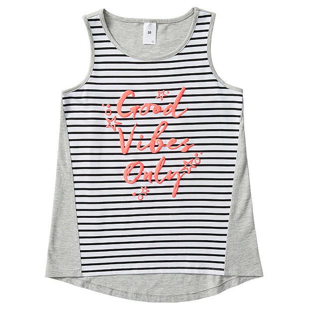 Good Vibes Only' Stripe Front Tank Top 