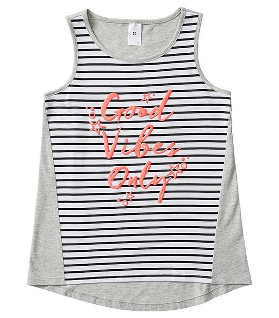 'Good Vibes Only' Stripe Front Tank Top