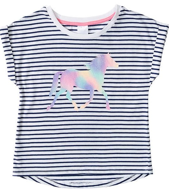 Short Sleeve Rainbow Horse Stripe T-Shirt