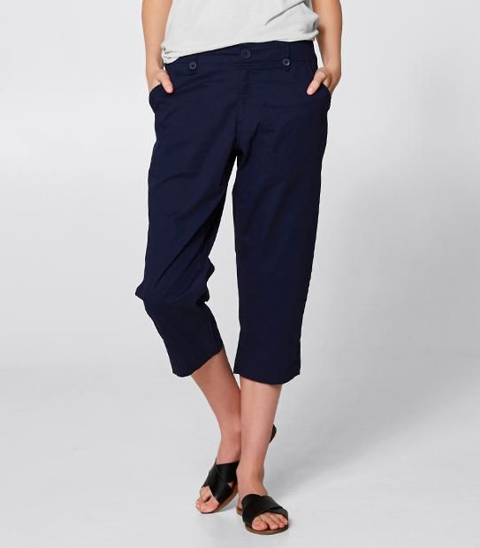 Rib Waist Crop Pants