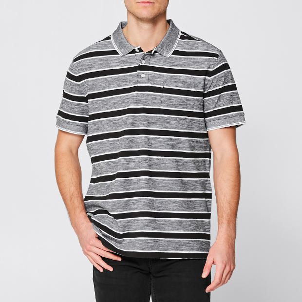 Australian Grown Cotton Stripe Polo Top Australian Grown Cotton Stripe Polo Top