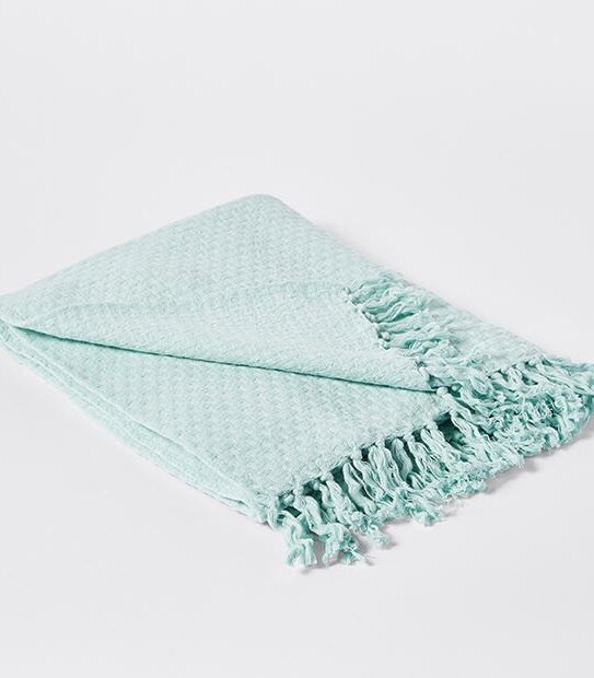 Basket Weave Linen Throw