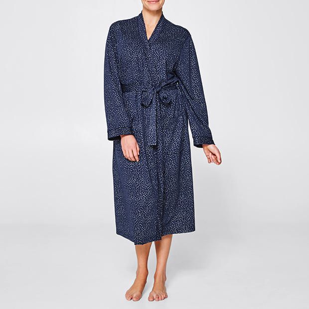 French Terry Dressing Gown - Navy Spot | Target Australia