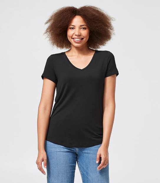 Modal/Elastane V-Neck T-Shirt - Black | Target Australia