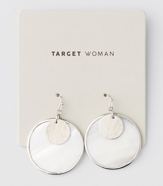 White Shell Disc Earrings - Silver