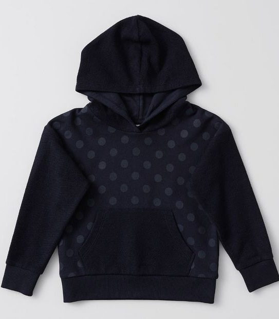 Polka Dot Print Pullover Hoodie - Navy Blue