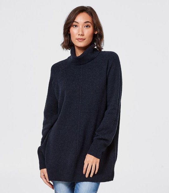 Supersoft Roll Neck Jumper - Dark Blue Marle