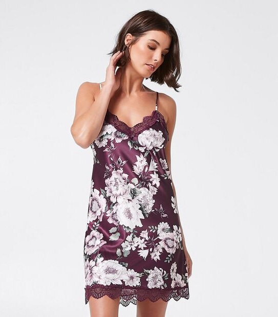 Preview Satin Chemise - Burgundy Floral