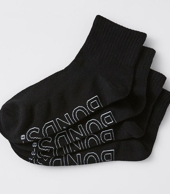 Bonds 4 Pack Lightweight 1/4 Crew Socks - Black