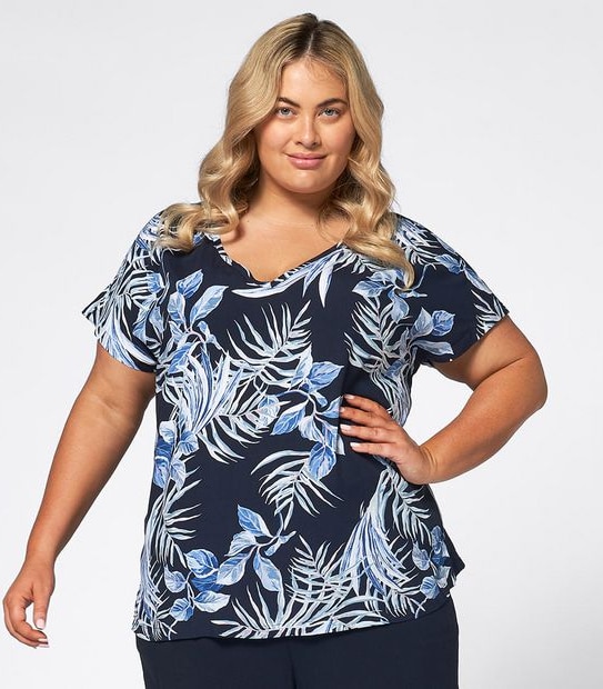 Belle Curve Printed Mary Top