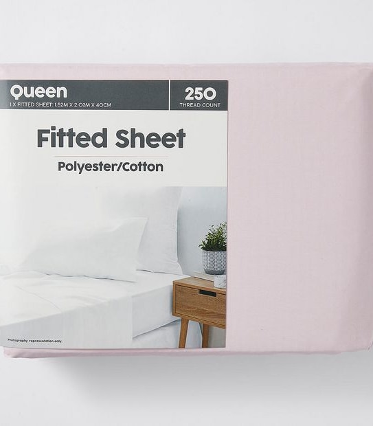 250 Thread Count Polyester Cotton Fitted Sheet