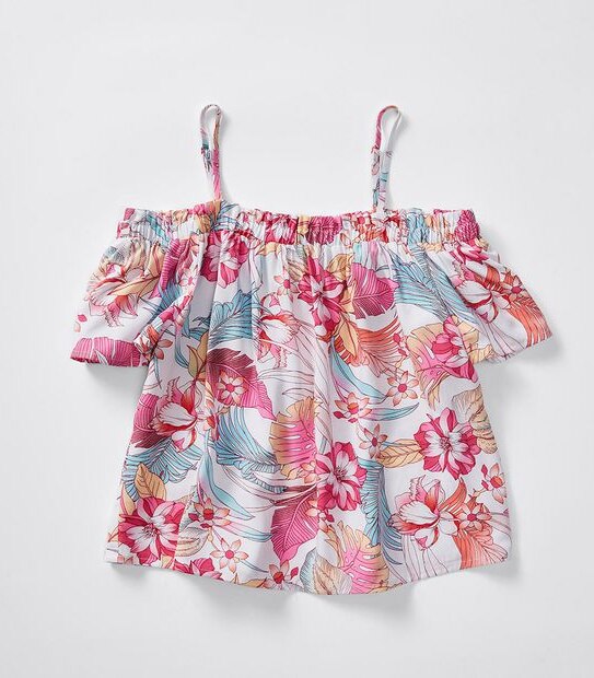 Piping Hot Floral Cold Shoulder Top