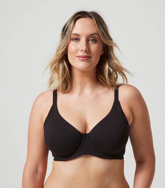 Fuller Figure Cotton Soft Cup Bra - Black