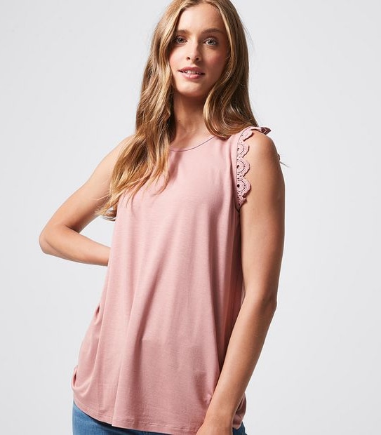 Jolie Lace Trim Sleeve Tank Top