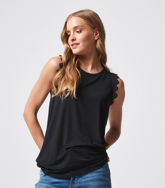 Jolie Lace Trim Sleeve Tank Top