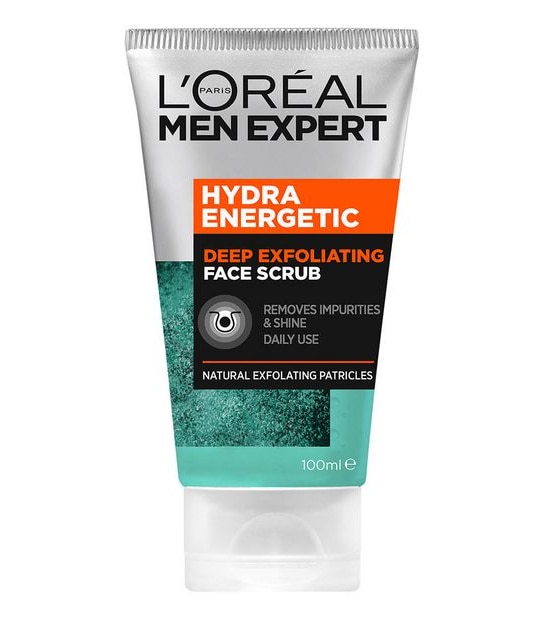 L'Oreal Paris Men Expert Hydra Energetic Deep Exfoliating Daily Face Scrub 100ml - Natural Exfoliating Particles