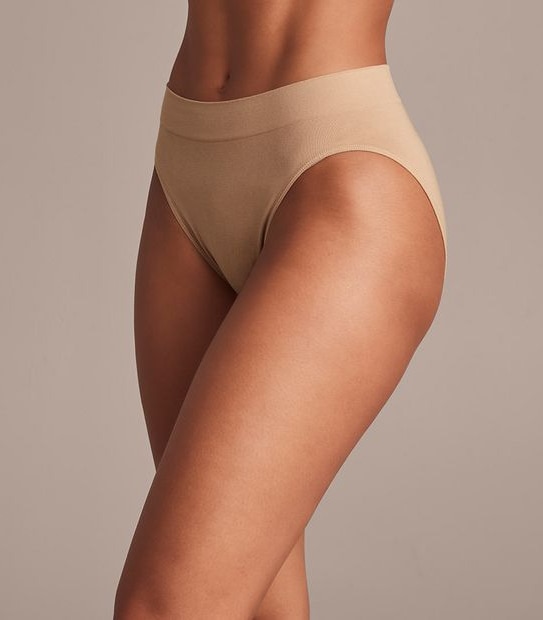 2 Pack Cotton Seamfree High Cut Briefs - Latte Brown