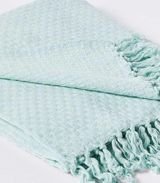 Basket Weave Linen Throw
