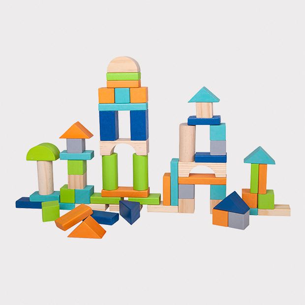 My First Wooden Block Set - 21 Piece Made In USA Maple Wood Blocks, 8 Different Shapes