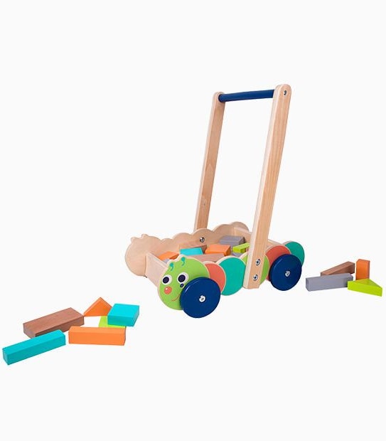 Young Ones My First Wooden Baby Walker With Blocks