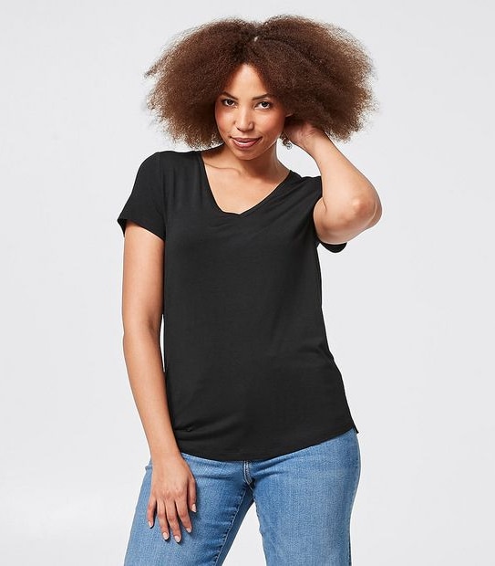 Modal/Elastane V-Neck T-Shirt - Black | Target Australia