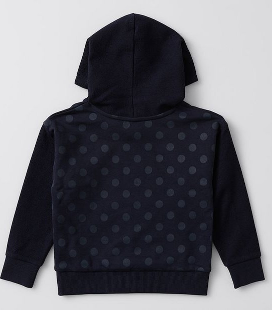 Polka Dot Print Pullover Hoodie - Navy Blue