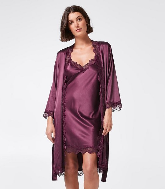 Preview Satin Kimono - Burgundy