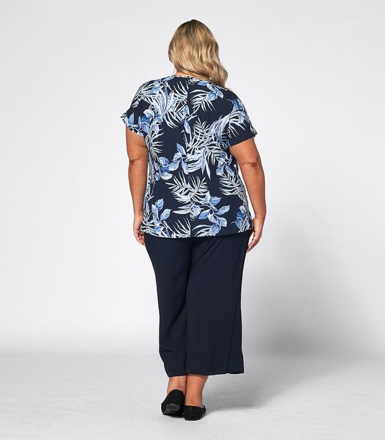 Belle Curve Printed Mary Top
