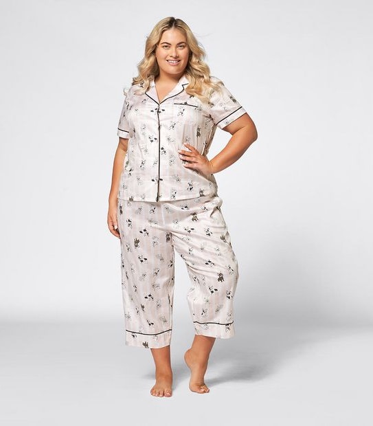 Womans Extended sizing French Bulldog 3/4 Pyjama Set