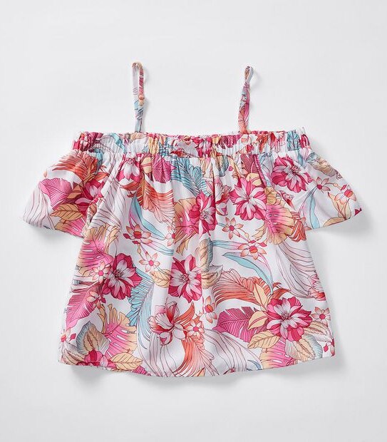 Piping Hot Floral Cold Shoulder Top